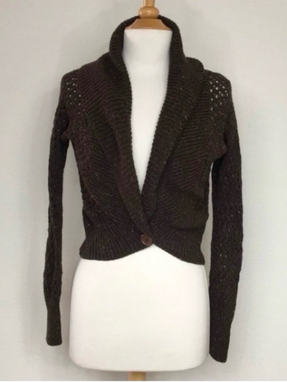 3/$25 Vintage Juniors 90’s Sweater Project Brown Confetti Knit Cardigan Size M